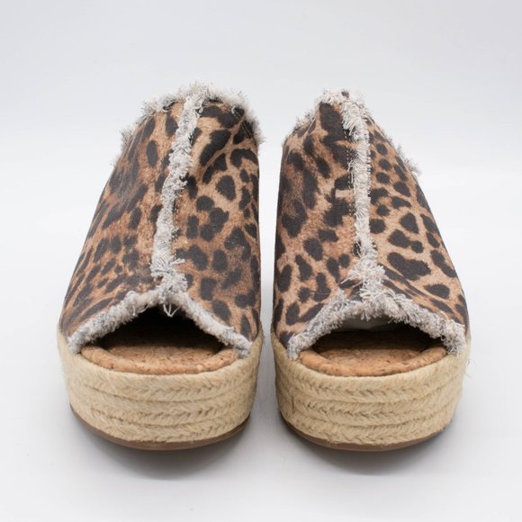 Rampage Espadrille Wedge Animal Print Heavy Linen Sandal Size 10M - Picture 2 of 8